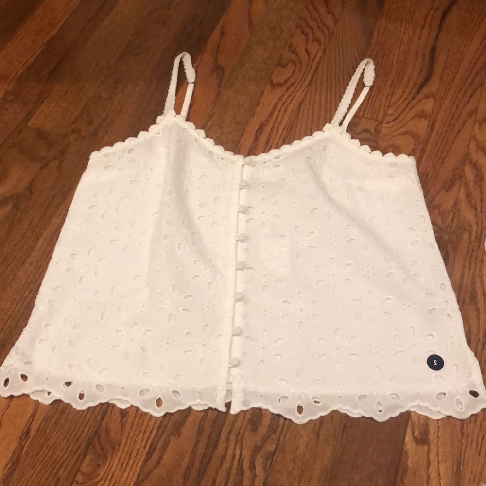 White floral Abercrombie and Fitch tank NWT